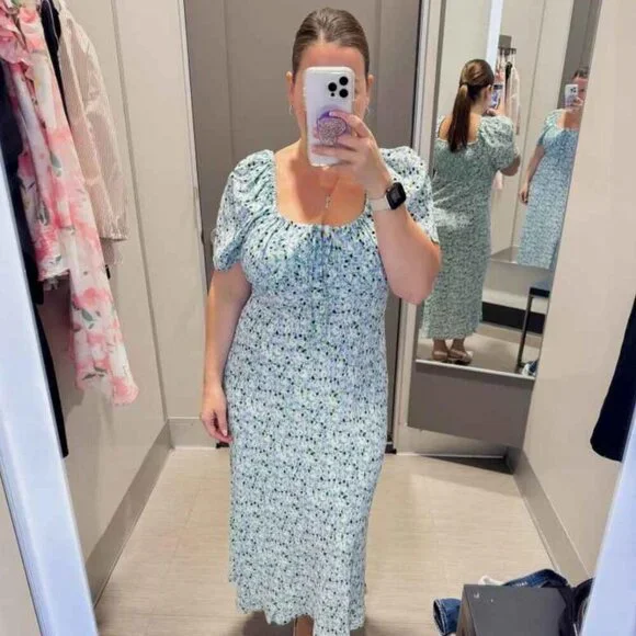 Floral Blue Midi Dress - Picture 2 of 7